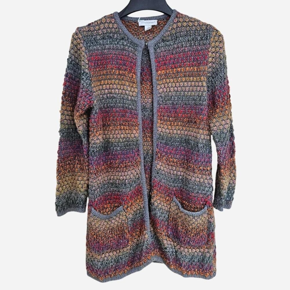 boho hippie rainbow long crochet cardigan